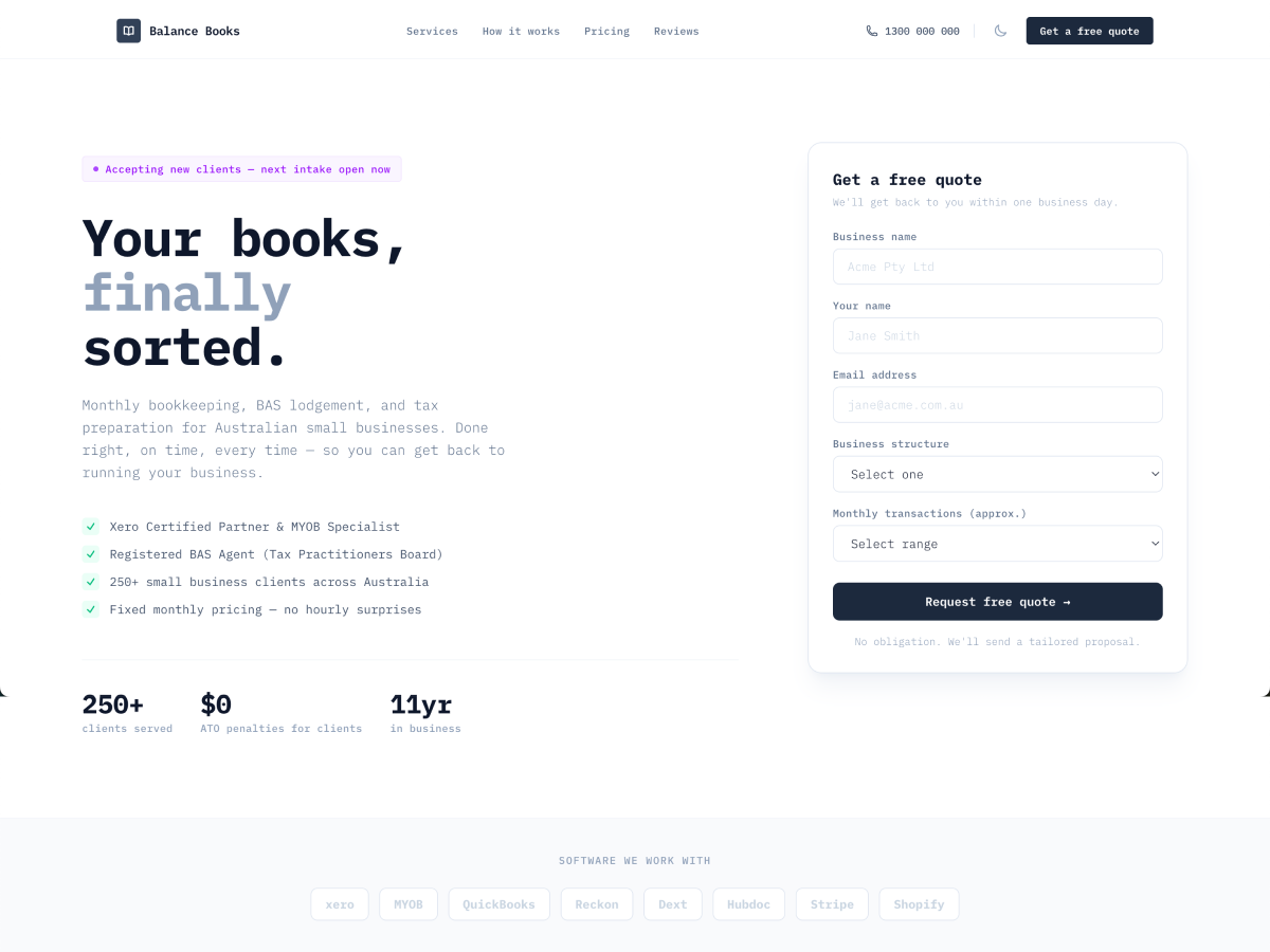 Balance Books template preview