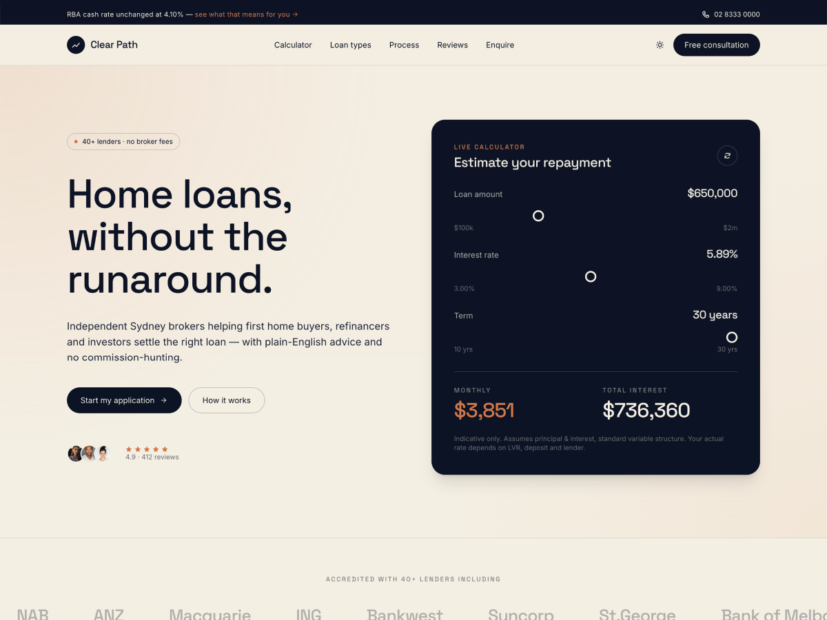 Clear Path Finance template preview