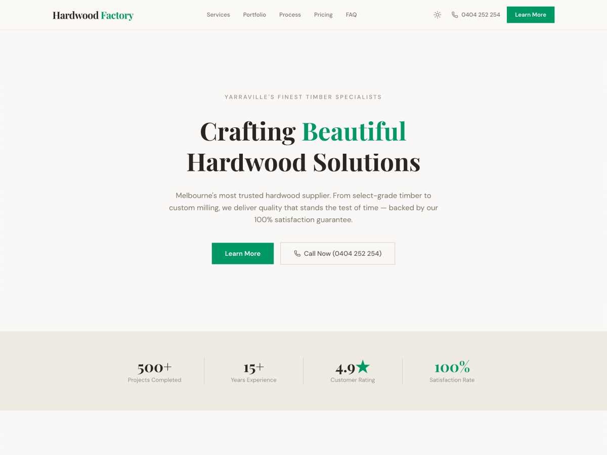 Hardwood factory template preview