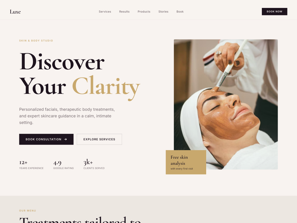 Luxe Beauty template preview