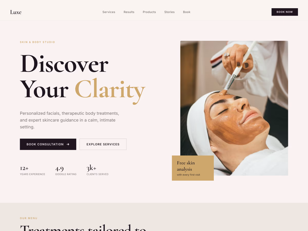 Luxe Beauty website template by wemakesmall