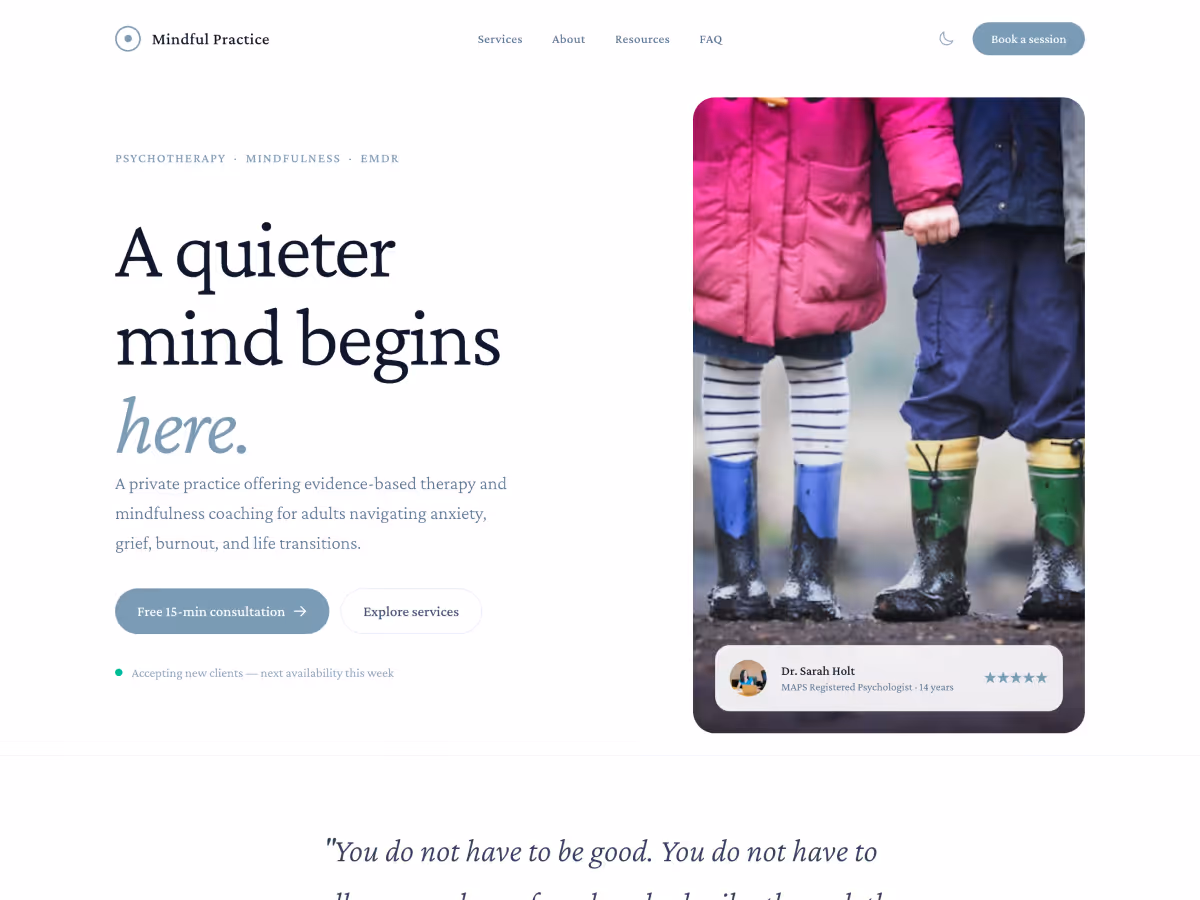 Mindful website template by wemakesmall