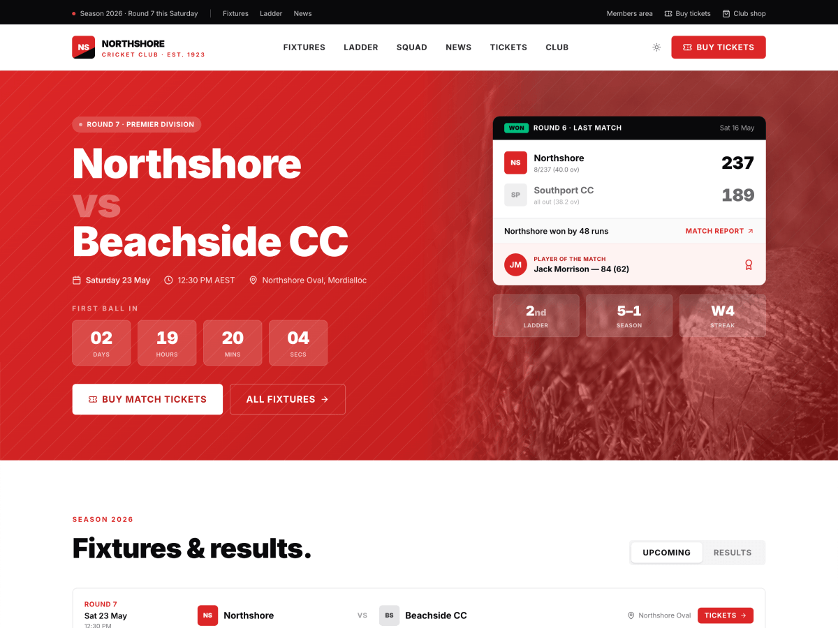 Northshore FC template preview