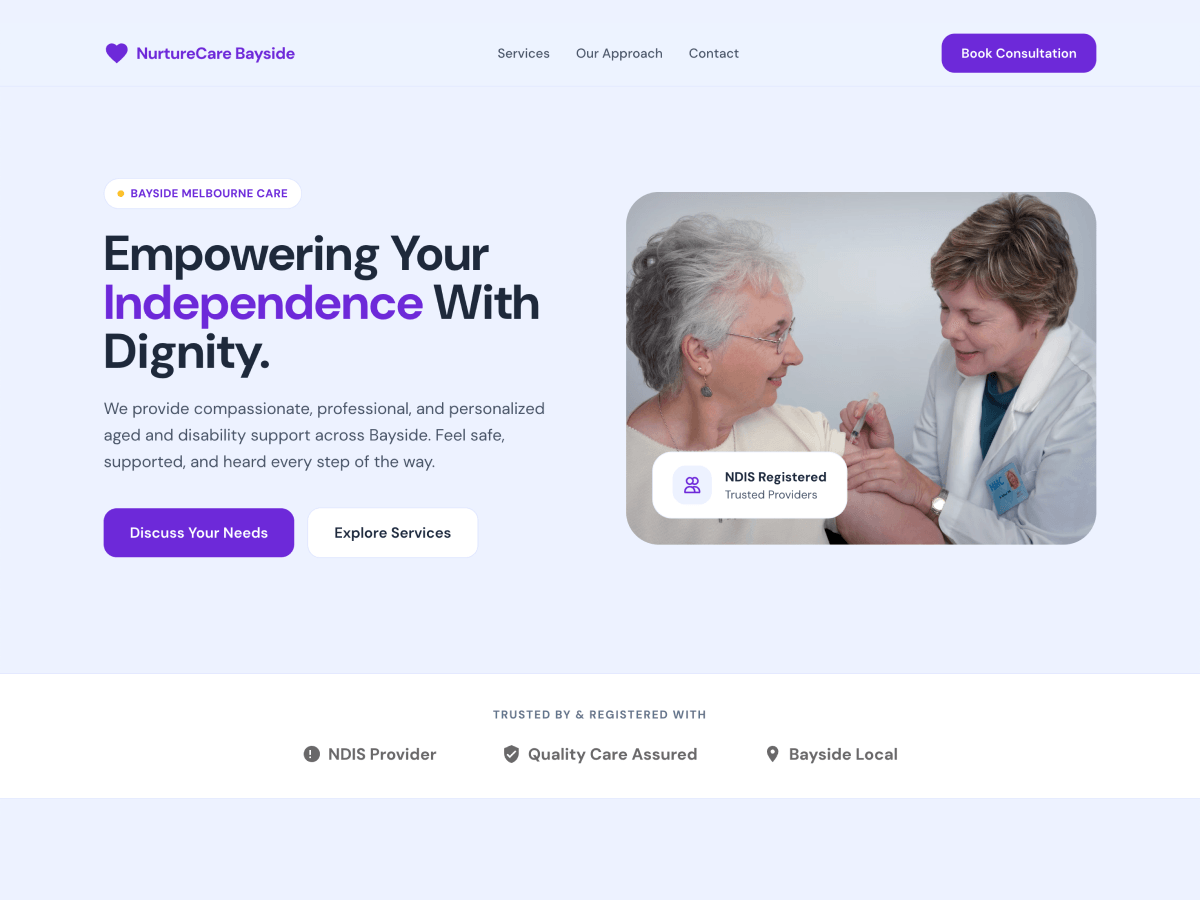 Nurture Care template preview