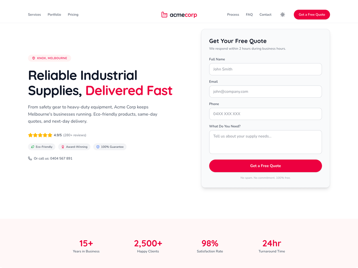Knox Industrial Supply template preview